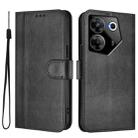 For Tecno Camon 20 Pro 5G Line Splicing Buckle Retro Leather Phone Case(Black) - 2