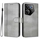 For Tecno Camon 20 Pro 5G Line Splicing Buckle Retro Leather Phone Case(Grey) - 2