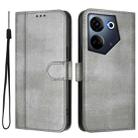 For Tecno Camon 20 / 20 Pro 4G Line Splicing Buckle Retro Leather Phone Case(Grey) - 2