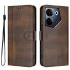 For Tecno Camon 20 / 20 Pro 4G Line Splicing Buckle Retro Leather Phone Case(Brown) - 2
