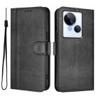 For Tecno Spark 10 5G Line Splicing Buckle Retro Leather Phone Case(Black) - 2