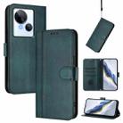 For Tecno Spark 10 5G Line Splicing Buckle Retro Leather Phone Case(Dark Green) - 1