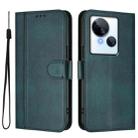 For Tecno Spark 10 5G Line Splicing Buckle Retro Leather Phone Case(Dark Green) - 2