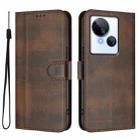 For Tecno Spark 10 5G Line Splicing Buckle Retro Leather Phone Case(Brown) - 2