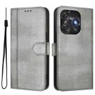 For Tecno Spark 10C / 10 4G Line Splicing Buckle Retro Leather Phone Case(Grey) - 2