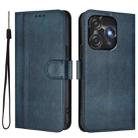 For Tecno Spark 10C / 10 4G Line Splicing Buckle Retro Leather Phone Case(Dark Blue) - 2