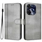 For Tecno Spark 10 Pro 4G Line Splicing Buckle Retro Leather Phone Case(Grey) - 2
