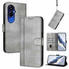 For Tecno Pova 4 Pro Line Splicing Buckle Retro Leather Phone Case(Grey) - 1