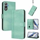 For Tecno Pova 4 Line Splicing Buckle Retro Leather Phone Case(Mint) - 1