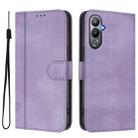 For Tecno Pova 4 Line Splicing Buckle Retro Leather Phone Case(Purple) - 2