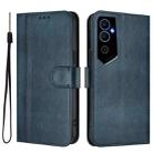For Tecno Pova Neo 2 Line Splicing Buckle Retro Leather Phone Case(Dark Blue) - 2