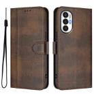 For Tecno Pova 3 Line Splicing Buckle Retro Leather Phone Case(Brown) - 2