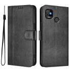 For Tecno Pop 5 Line Splicing Buckle Retro Leather Phone Case(Black) - 2