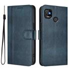 For Tecno Pop 5 Line Splicing Buckle Retro Leather Phone Case(Dark Blue) - 2