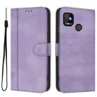 For Tecno Pop 5 Line Splicing Buckle Retro Leather Phone Case(Purple) - 2