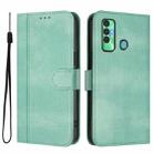 For Tecno Spark 7P Line Splicing Buckle Retro Leather Phone Case(Mint) - 2