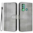 For Tecno Spark 7P Line Splicing Buckle Retro Leather Phone Case(Grey) - 2