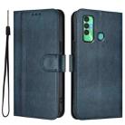 For Tecno Spark 7P Line Splicing Buckle Retro Leather Phone Case(Dark Blue) - 2