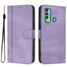 For Tecno Spark 7P Line Splicing Buckle Retro Leather Phone Case(Purple) - 2