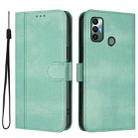 For Tecno Spark 7 / 7T Line Splicing Buckle Retro Leather Phone Case(Mint) - 2