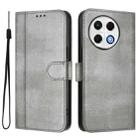 For Tecno Spark 30 Pro 4G Line Splicing Buckle Retro Leather Phone Case(Grey) - 2