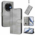 For Tecno Spark 30C 4G Line Splicing Buckle Retro Leather Phone Case(Grey) - 1