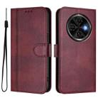For Tecno Spark 30C 4G Line Splicing Buckle Retro Leather Phone Case(Wine Red) - 2