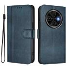For Tecno Spark 30C 4G Line Splicing Buckle Retro Leather Phone Case(Dark Blue) - 2