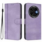 For Tecno Spark 30C 4G Line Splicing Buckle Retro Leather Phone Case(Purple) - 2