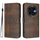 For Tecno Spark 30C 4G Line Splicing Buckle Retro Leather Phone Case(Brown) - 2