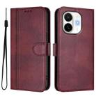 For Tecno Spark 30C 5G / Pop 9 5G Line Splicing Buckle Retro Leather Phone Case(Wine Red) - 2