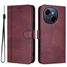 For Tecno Spark Go 1S / Go 2025 Line Splicing Buckle Retro Leather Phone Case(Wine Red) - 2