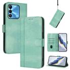 For Tecno Spark Go 2022 / 8C / 9 Line Splicing Buckle Retro Leather Phone Case(Mint) - 1