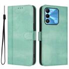 For Tecno Spark Go 2022 / 8C / 9 Line Splicing Buckle Retro Leather Phone Case(Mint) - 2