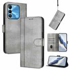 For Tecno Spark Go 2022 / 8C / 9 Line Splicing Buckle Retro Leather Phone Case(Grey) - 1