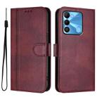 For Tecno Spark Go 2022 / 8C / 9 Line Splicing Buckle Retro Leather Phone Case(Wine Red) - 2