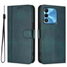 For Tecno Spark Go 2022 / 8C / 9 Line Splicing Buckle Retro Leather Phone Case(Dark Green) - 2