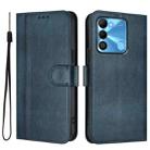 For Tecno Spark Go 2022 / 8C / 9 Line Splicing Buckle Retro Leather Phone Case(Dark Blue) - 3
