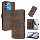 For Tecno Spark Go 2022 / 8C / 9 Line Splicing Buckle Retro Leather Phone Case(Brown) - 1