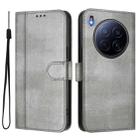 For Tecno Camon 40 Premier Line Splicing Buckle Retro Leather Phone Case(Grey) - 2