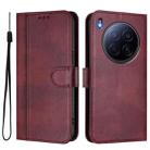 For Tecno Camon 40 Premier Line Splicing Buckle Retro Leather Phone Case(Wine Red) - 2