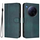 For Tecno Camon 40 Premier Line Splicing Buckle Retro Leather Phone Case(Dark Green) - 2