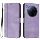 For Tecno Camon 40 Premier Line Splicing Buckle Retro Leather Phone Case(Purple) - 2