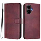 For Tecno Pop 10 / Infinix Smart 10 4G Line Splicing Buckle Retro Leather Phone Case(Wine Red) - 2