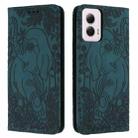 For Motorola Moto G Power 2024 Retro Elephant Embossed Leather Phone Case(Green) - 1
