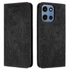 For Motorola Moto G 2025 Retro Elephant Embossed Leather Phone Case(Black) - 1