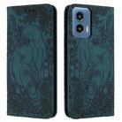 For Motorola Moto G 2024 Retro Elephant Embossed Leather Phone Case(Green) - 1