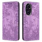 For Honor 200 Retro Elephant Embossed Leather Phone Case(Purple) - 1