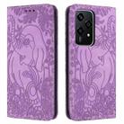 For Honor 200 Lite Global Retro Elephant Embossed Leather Phone Case(Purple) - 1
