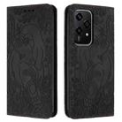 For Honor 200 Lite Global Retro Elephant Embossed Leather Phone Case(Black) - 1
